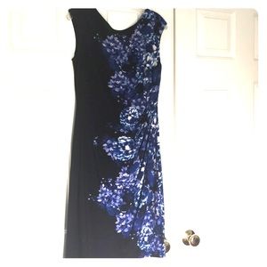 Black & Royal blue flower print dress